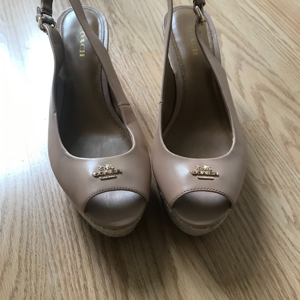 Coach peep toe wedge sandals